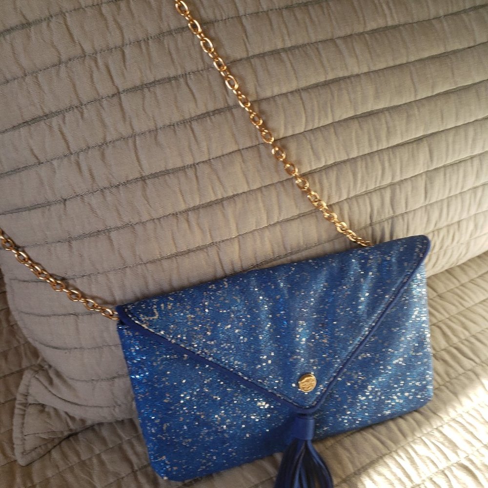 purse Pretty Ships, blue clutch /shoulder strap